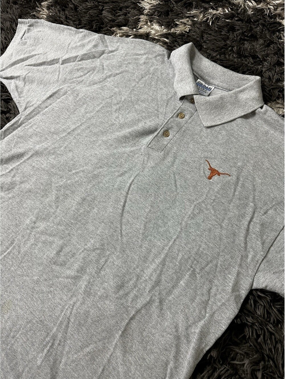 Vintage 2000s Texas Longhorns Polo Shirt Mens Large Gildan Ultra Cotton Gray
